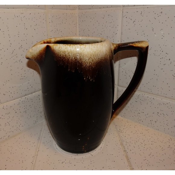 Vintage Dining Vintage Brown Drip Glaze Pitcher Stoneware 97s Melt